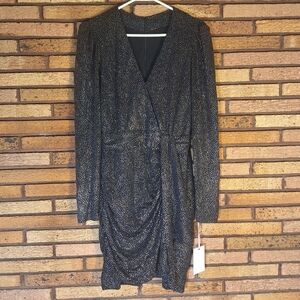NWT Alex Marie Size 8 Black, Silver, And Gold Long Sleeve Dress